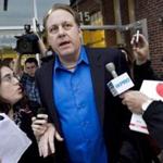 Former Boston Red Sox pitcher Curt Schilling departed the Rhode Island Economic Development Corporation headquarters in 2012 after he met with the agency to discuss the finances of his troubled video company. 